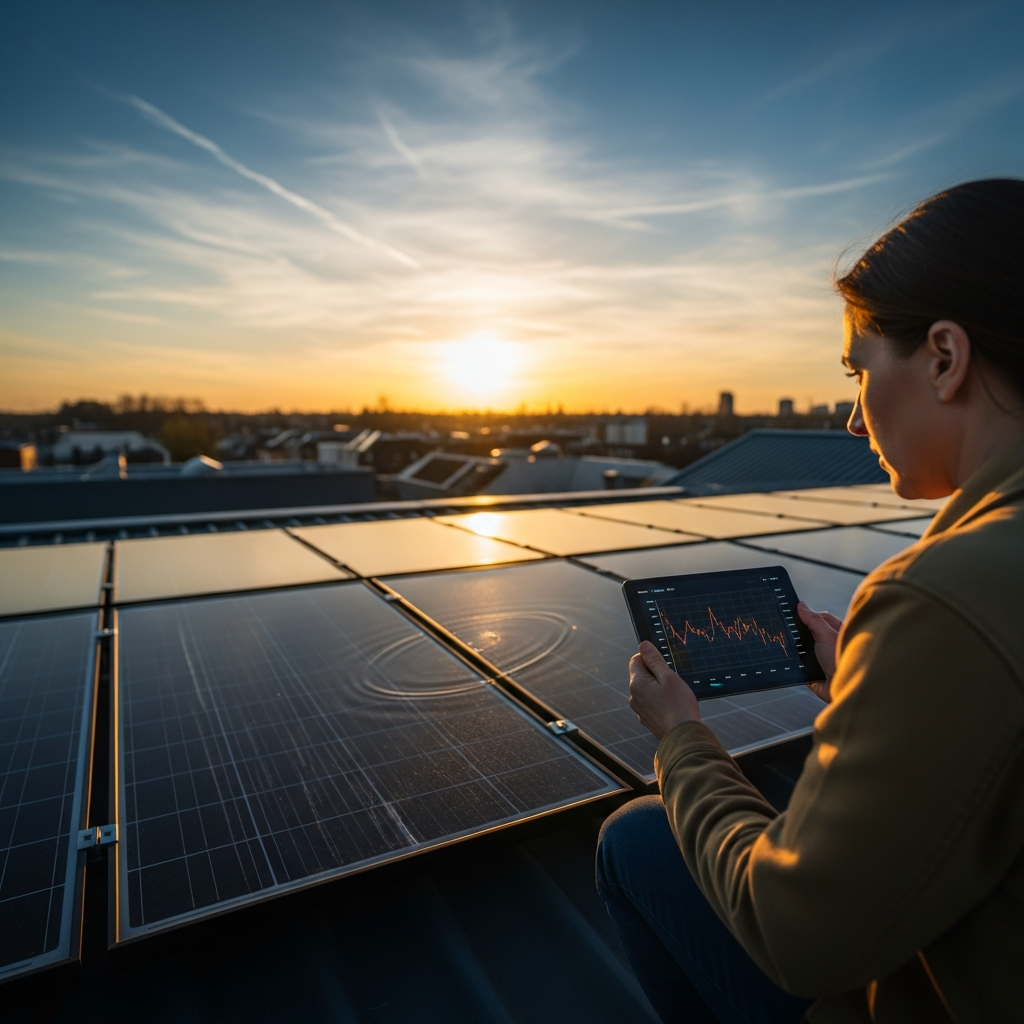Solar app dashboard and rooftop panels highlight ppa vs lease concerns, hidden underperformance, and rising utility bills