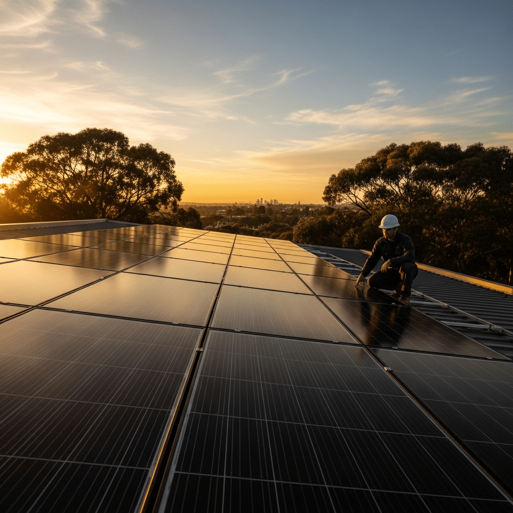 Homeowner studies rooftop solar panels in summer heat, weighing solar tax credit expiration 2025 and long-term system performance