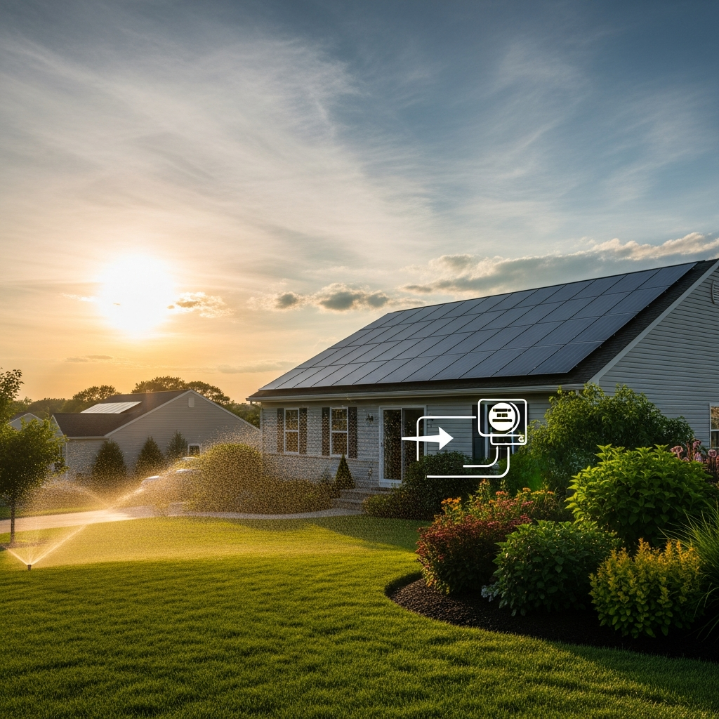 NJ solar panels on a suburban roof in summer, highlighting home energy savings, performance, and net metering value
