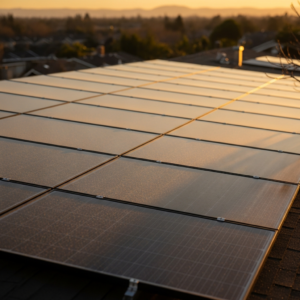 Technician inspecting rooftop solar panels in NJ, addressing free roof with solar panels NJ performance concerns