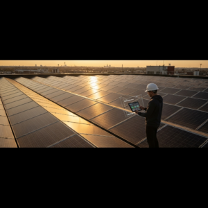 Commercial solar New Jersey rooftop system with monitoring dashboard showing reduced output after utility meter upgrade