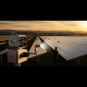 Technician reviewing solar energy monitoring system data on a dashboard to catch inverter and string performance drops