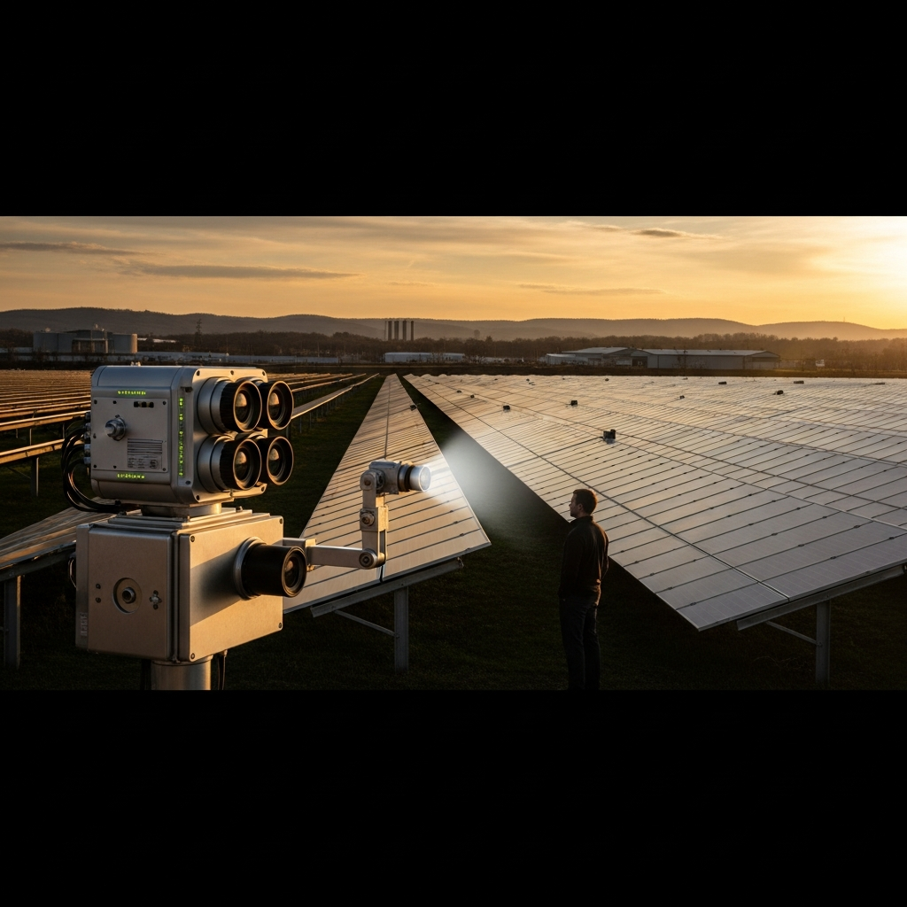 Technician reviewing solar energy monitoring system data on a dashboard to catch inverter and string performance drops