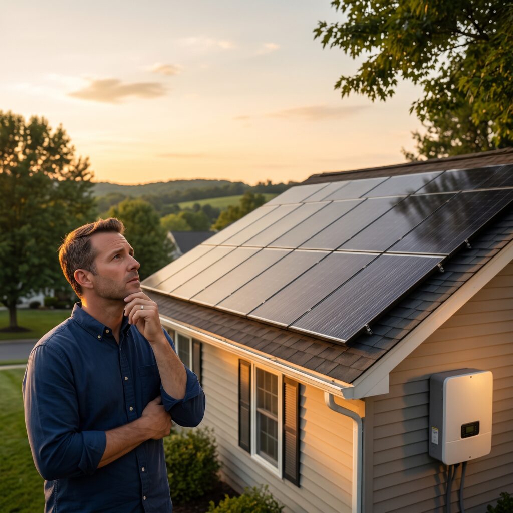 Solar array on a commercial roof at sunset, illustrating solar purchase vs ppa pricing and summer performance concerns
