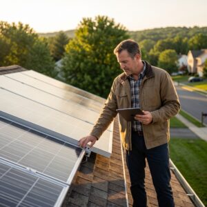 Solar for South Jersey rooftop panels on an older home, illustrating battery upgrade evaluation and system performance in NJ