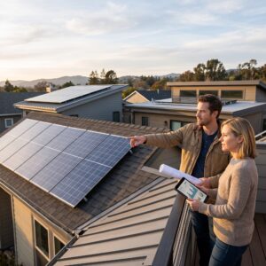 Best roof shape for solar panels shown on simple gable and shed roofs with open, sunlit planes for strong panel layout