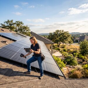 Texas solar farm map highlighting utility-scale projects and home solar panels Texas production monitoring trends